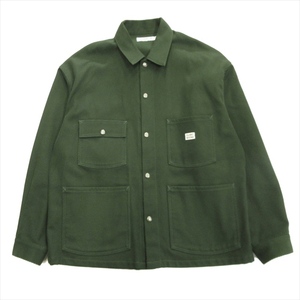 美品 20aw クーティー COOTIE コットンカルゼ ショート カバーオール Cotton Kersey Short Coverall ワーク ジャケット M グリーン メンズ