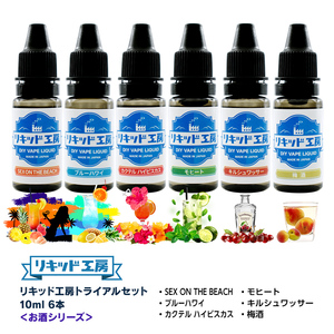 電子タバコ リキッド リキッド工房 10ml お試し6本セット お酒シリーズ（SEX ON THE BEACH ブルーハワイ キルシュワッサー 他3）