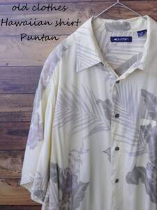 美品 Puritan ピューリタン 柄シャツ 半袖 アロハシャツ 2XLサイズ イエロー系 アースカラー ビスコース レーヨン ハワイアン メンズ