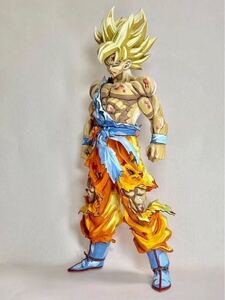 ドラゴンボールフィギュアリペイント　超サイヤ人孫悟空フィギュアリペイント　孫悟空リペイントc賞二次元彩色