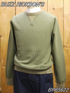 新品 バズリクソンズ SET-IN CREW NECK SWEAT SHIRT オリーブ L 無地スウェット BR65622 buzzricksons