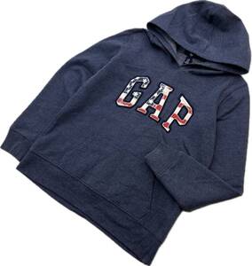 GAP ☆ USA アメリカ 国旗カラー ロゴ スウェット パーカー ネイビー XS 男女兼用 アメカジ 大人カジュアル 古着 人気 ギャップ■S3425