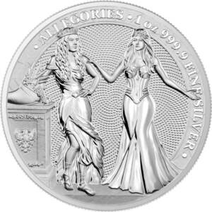 最新銀貨　ヤフオク初登場！2020 1 OZ GERMANIA ALLEGORIES : ITALIA & GERMANIA .9999 SILVER 銀貨！