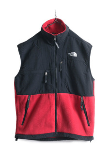 90s USA製 ノースフェイス デナリ ベスト メンズ S / オールド The North Face DENALI フリース ナイロン アウトドア 前開き 重ね着 黒 赤