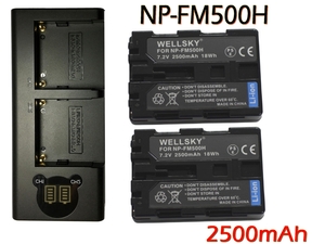 NP-FM500H 2個 互換バッテリー + Tyep-C USB デュアル 充電器 1個 残量表示可能 α99 α99 II α77 α77 II α65 α58 α57 SLT-A99V