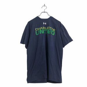 UNDER ARMOUR 半袖 プリント Tシャツ S ネイビー アンダーアーマー バックプリント 古着卸 アメリカ仕入 a506-6323