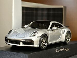 1/43 特注 ミニチャンプス ポルシェ 911 992 ターボ 50周年モデル シルバー Minichamps Porsche 911 992 Turbo 50th Anniversary GT-silver