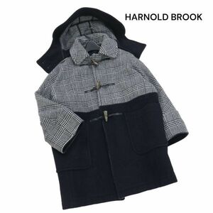 英国製★ HARNOLD BROOK アーノルドブルック 秋冬 グレンチェック切替♪ ウール ダッフルコート Sz.6　レディース　K3T01054_B#N