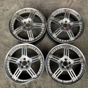 【0115】18インチ 7.5J SUPER STAR LEON HARDIRITT RASEN 18×7.5　ET+51　PCD100　5穴　ハブ径65　中古アルミホイール4本