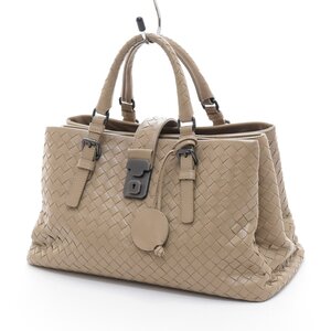 □466777 BOTTEGA VENETA ボッテガヴェネタ 2WAYトートバッグ ショルダーバッグ スモール ローマバッグ イントレチャート レザー ベージュ