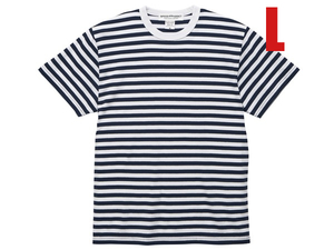 BORDER T-shirt NAVY × WHITE L/ボーダーtシャツ紺白フレンチカジュアル細しましまシマシマ縞々ナロー細ボーダーマリンボーダーキレカジ