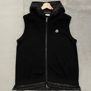 2XLサイズ★MONCLER MAGLIA GILET モンクレール マグリア ニット ベスト ジレ ダウンジャケット 切替 パーカー メンズ 大きいサイズ 黒