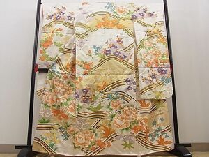 平和屋野田店■豪華振袖　駒刺繍　青海波牡丹花文　金彩　逸品　BAAC8312yt