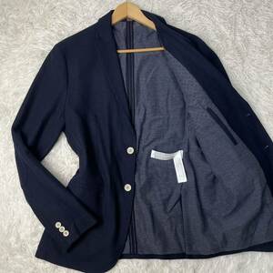 【F08】希少2XL◎ZARA ザラ テーラードジャケット 鹿の子 エルボーパッチ レザー 紺 ネイビー 52 XXLサイズ メンズ