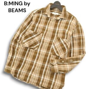 B:MING by BEAMS ビームス 秋冬★ ヘビー フランネル チェック シャツ 長袖 コットン100% Sz.L メンズ　A4T11391_A#B