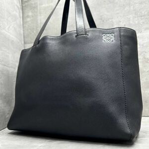 1円■現行品■ ロエベ LOEWE メンズ イーストウエスト トートバッグ ビジネスバッグ ショッパートート アナグラム A4◎ 大容量 肩掛け 黒