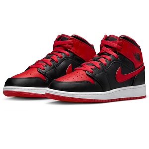 ☆NIKE AIR JORDAN 1 MID GS 黒/赤 24.0cm ナイキ エア ジョーダン 1 ミッド グレードスクール DQ8423-060