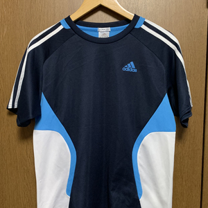 M adidas｜アディダス 半袖 速乾Tシャツ ネイビー×ブルー×ホワイト CLIMACOOL