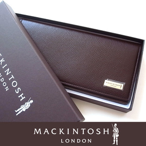 定価3.1万 新品MACKINTOSH LONDON ロゴプレート イタリア製 カーフレザー 牛革 レザー二つ折り長財布 小銭入れ有マッキントッシュ ロンドン