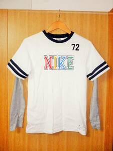 ※NIKEナイキ正規厚手地レイヤード風デザインTシャツLアパレルスニーカースポーツ※