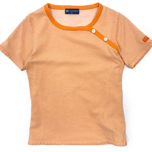 GOODデザイン!!◆CANTERBURY カンタベリー ボーダー 半袖 Tシャツ M サイズ / オレンジ ホワイト レディース ラグビー スポーツ