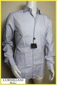 【送料無料】新品コルネリアーニ（CORNELIANI）　ワイドスプレッドマイクロチェックドレスシャツ（サックスブルー）サイズ40