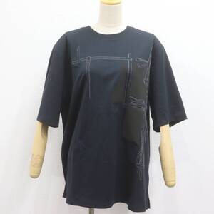 IT96CQLOP6EY 即決 本物 未使用 HERMES エルメス アルネ アングアッシュ Tシャツ トップス 半袖 コットン ネイビー 紺 H467930HA サイズXL