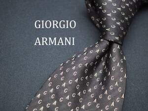 美品【GIORGIO ARMANI ジョルジオアルマーニ】 C1742 ブラック ロゴ SILK ブランド ネクタイ 古着 良品