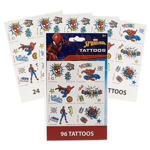 送料込 スパイダーマン タトゥー シール 4シート 96個入り 18379 MARVEL TATTOO キッズタトゥー グッズ 男の子 ヒーロー キャラクター