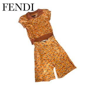 FENDI フェンディ　船　リブ　セットアップ　ブラウンカラー　ヴィンテージ 半袖　送料無料