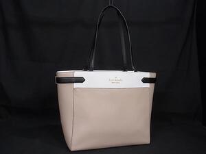 1円 ■美品■ kate spade ケイトスペード WKRU7098 ステイシー レザー トートバッグ ショルダーバッグ 肩掛け ベージュ系 FI4858