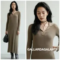 GALLARDAGALANTE 襟付き リブワンピース 長袖 定価約4万円 モカ