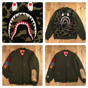 SHARK Sweat MA-1 bomber jacket Lサイズ a bathing ape BAPE camo エイプ ベイプ シャーク スウェット スタジャン 迷彩 i826