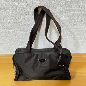 PRADA プラダ　B10072 TESSUTO SPORT MORO ナイロン　ショルダーバッグ　ダークブラウン　南京錠(状態未確認)