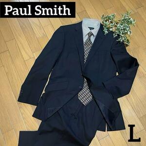 Paul Smith ポールスミス メンズスーツ ジャケット＆パンツセット L 黒地　ストライプ　美品　薄手ウール　ブラックスーツ
