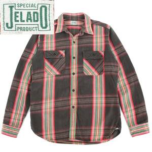 (33640)美品良品JELADO ジェラード チェック ヘビー ネルシャツ ワークシャツ サイズL (ヴィンテージ復刻 長袖シャツ 赤 黒 茶 緑)