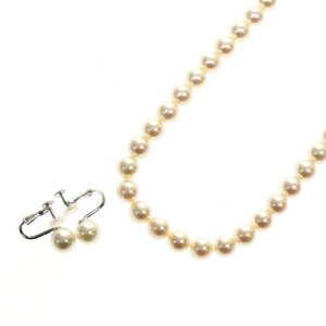 1円スタート 美品 アコヤ真珠 ネックレス イヤリングセット pearl 金具 K14WG 585 ホワイトゴールド シルバー SILVER NGLソーティング