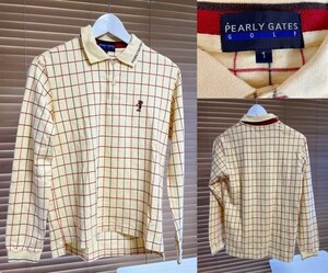 ★【激安1点のみ 国内正規品 デザイン◎】PEARLY GATES GOLF パーリーゲイツ ゴルフ チェック柄 長袖 ロングスリーブ ポロシャツ サイズ1