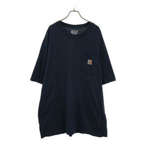 カーハート ロゴワッペン 半袖 Tシャツ XL ネイビー Carhartt 胸ポケット メンズ