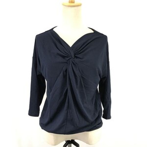 美品★ユナイテッドアローズ/G.L.R★七分袖カットソー【レディースL程度/紺/navy blue】Tシャツ/Tops/Shirts◆BH823