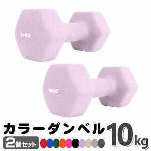 未使用 ダンベル 10kg 2個セットカラーダンベル 鉄アレイ ダンベル コンパクト おしゃれ かわいい カラフルダンベル エクササイズ 筋トレ