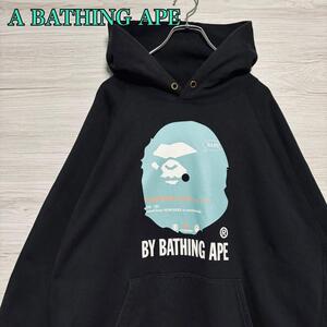 【希少デザイン】A BATHING APE　アベイシングエイプ　パーカー　2XLサイズ　ビッグロゴ　センターロゴ　レア　トレーナー　一点物