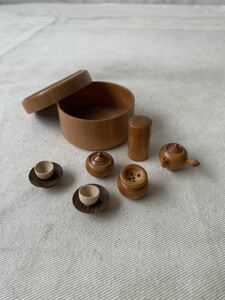 美品 小さな木製のお茶セット 郷土玩具おもちゃおままごと古道具古物骨董昭和レトロ時代物当時物ディスプレイコレクターコレクション収集