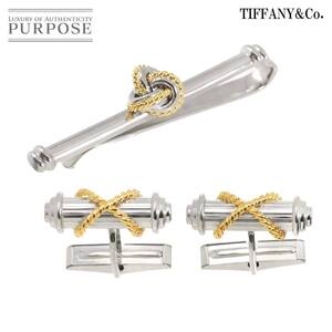 ティファニー TIFFANY&CO. カフス タイピン SV シルバー K18 YG イエローゴールド 750 2点セット Cuff Links Tie Bar 90256669