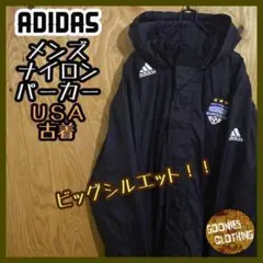 ナイロンパーカー サッカー アディダス USA古着 90s 長袖 ジャケット 黒