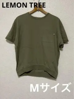 オリーブ グリーンコットン 半袖Tシャツ ポケット付き　レディース　メンズ