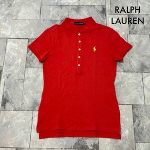 Ralph Lauren ラルフローレン ポロシャツ 半袖 ポニー刺繍ロゴ 朱色 レディース サイズM 玉SS2207