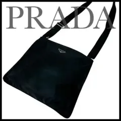 美品✨PRADAナイロン　レザー　ショルダーバッグ　三角ロゴプレート　ブラック