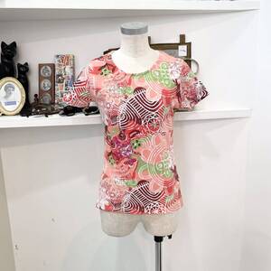 KENZO/tops/tshirt/colorful/pink/Msize/ケンゾー/Tシャツ/カラフル/スパンコール/ビーズ/トップス/半袖/Mサイズ