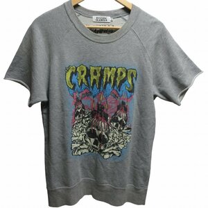 ヒステリックグラマー HYSTERIC GLAMOUR スカルプリントTシャツ 半袖スウェット カットソー CRAMPS 灰色 グレー Mサイズ ■GY03 メンズ